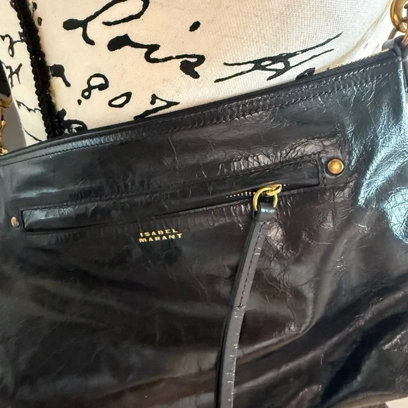 Isabel Marant Croco Shiny Black Crossbody Bag - Picture 6 of 10